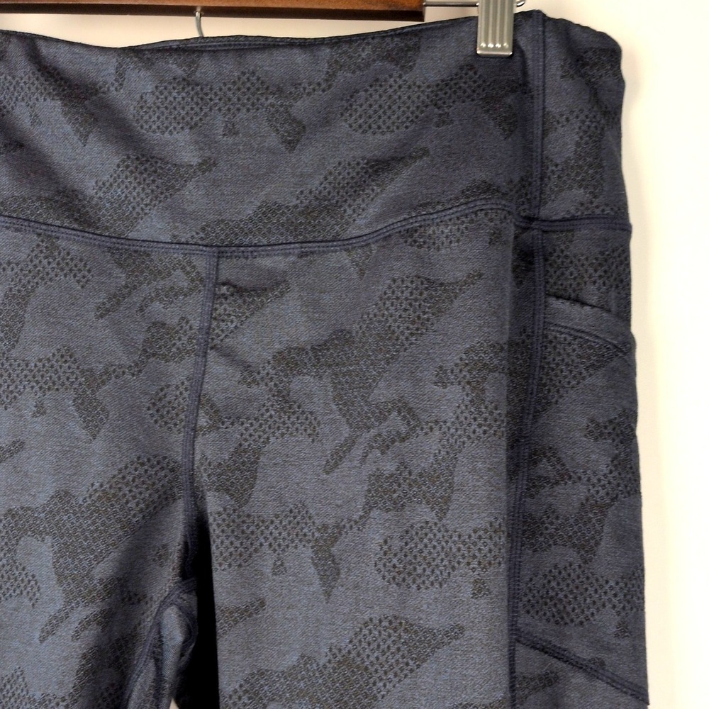 Mondetta Women XL Leggings Blue Combo Brushed Jacquard High Rise Camo Pockets - Picture 3 of 8